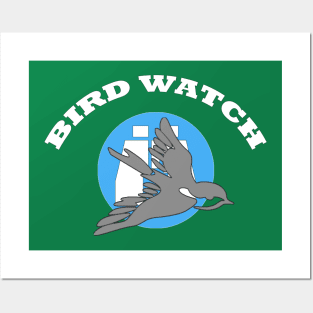 Bird Watch Silhouette and Binoculars Posters and Art